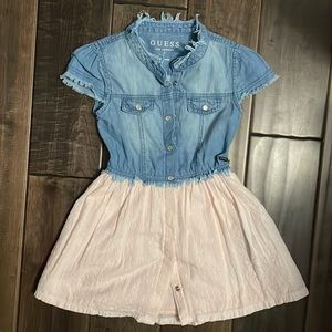 GUESS mixed fabric denim shirt dress